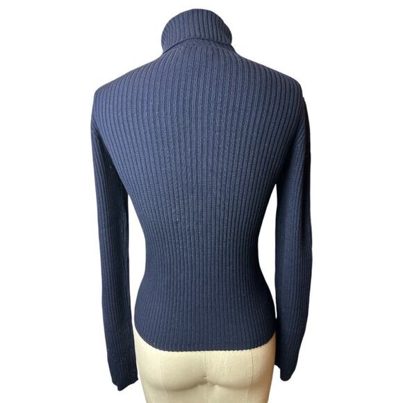Due Per Due Nave Silk Rib Knit Turtleneck Sweater Women's Size S - Picture 3 of 4